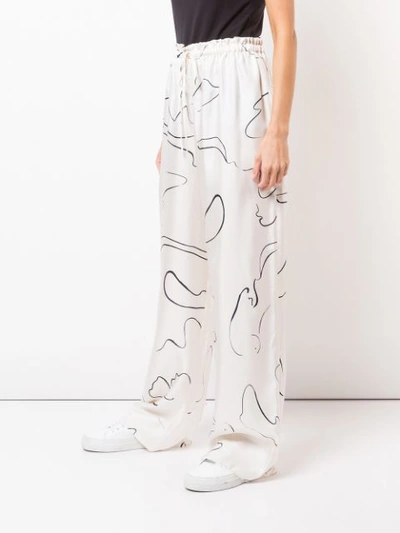 printed wide leg trousers