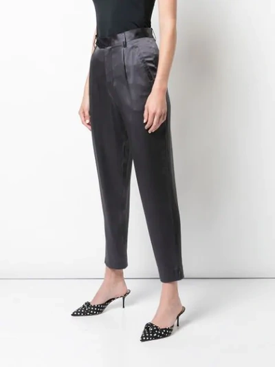 Shop Fleur Du Mal High Waist Tapered Trousers In Grey