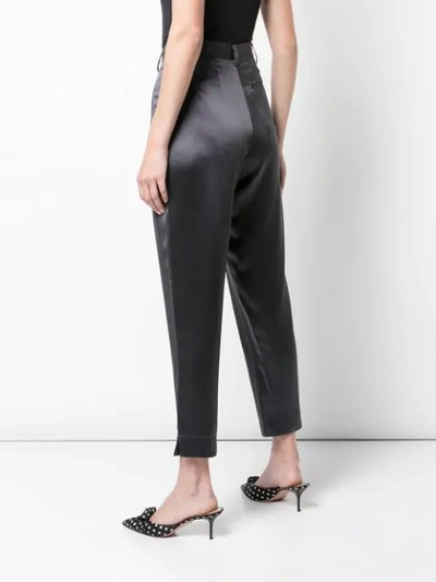 Shop Fleur Du Mal High Waist Tapered Trousers In Grey