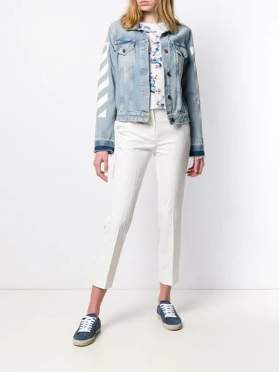 Shop Msgm Cropped Creased Trousers In White