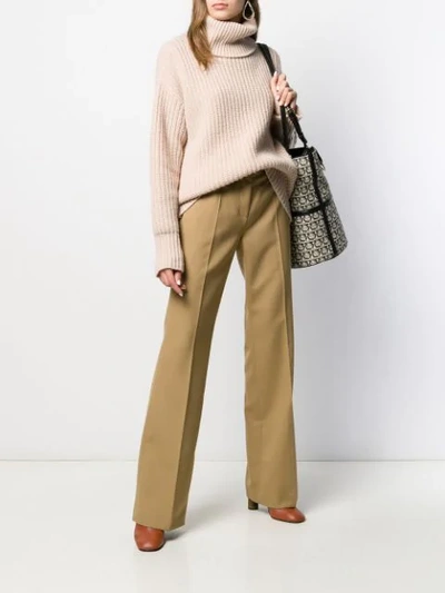 Shop Joseph Flared Tailored Trousers In Neutrals