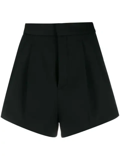 Shop Saint Laurent Pleated Detail Tailored Style Shorts In Black