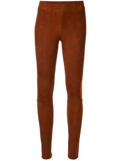 Shop The Row Suede Leggings In Brown