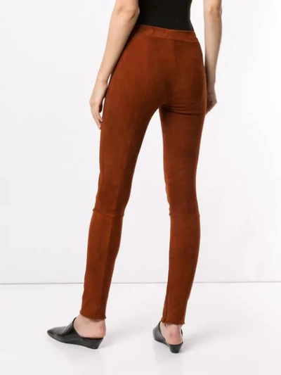 Shop The Row Suede Leggings In Brown