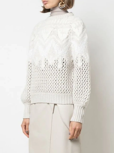 Shop Brunello Cucinelli Open Knit Jumper In White