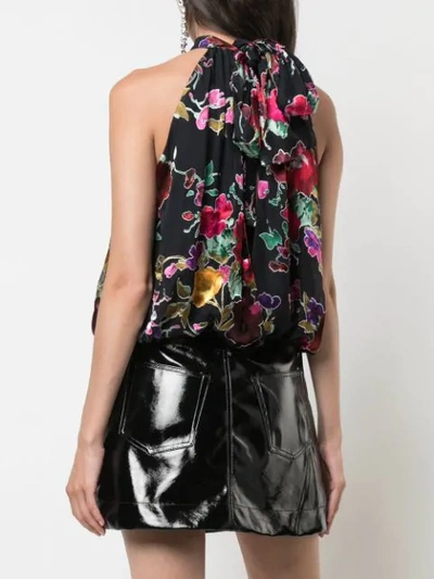 Shop Alice And Olivia Maris Floral Print Top In Painterly Floral Black