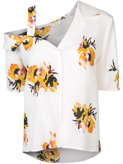 Shop A.l.c Asymmetric Floral Print Shirt In White