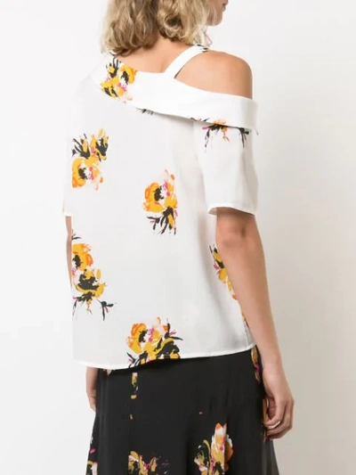 Shop A.l.c Asymmetric Floral Print Shirt In White