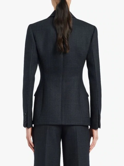 Shop Prada Peaked Lapel Blazer Jacket In Black