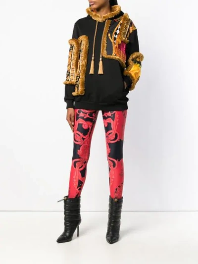 Shop Versace Baroque Print Leggings In Pink