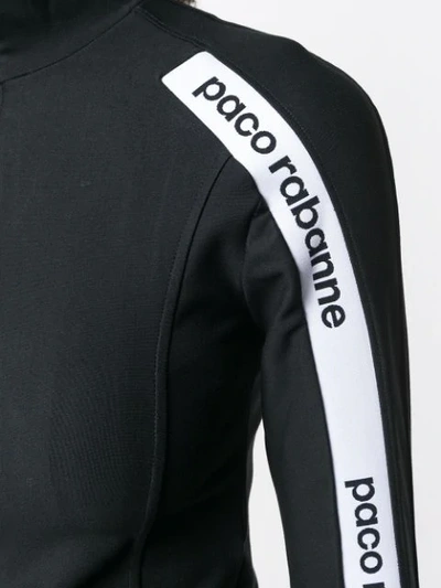 Shop Paco Rabanne Logo Print Stripe Sweatshirt - Black