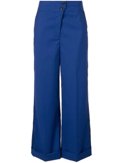 Shop Nehera High Waisted Wide Leg Trousers In Blue