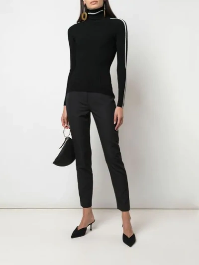 Shop Milly Cropped Slim-fit Trousers In Black