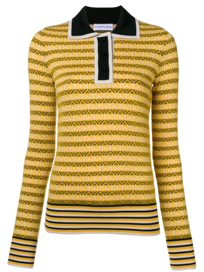 Shop Carven Jacquard Polo In Yellow
