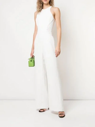 Shop Halston Heritage Fitted Ribbed Jumpsuit In White