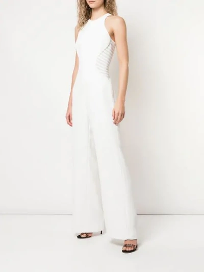 Shop Halston Heritage Fitted Ribbed Jumpsuit In White