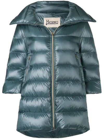 Shop Herno Padded Zipped Coat - Green