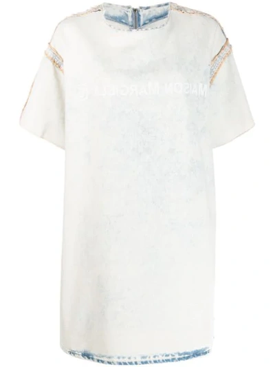 Shop Mm6 Maison Margiela Bleached Denim T-shirt Dress In White
