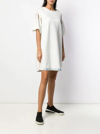 Shop Mm6 Maison Margiela Bleached Denim T-shirt Dress In White