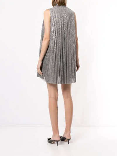 Shop Dondup Sleeveless Pleated Dress In Silver