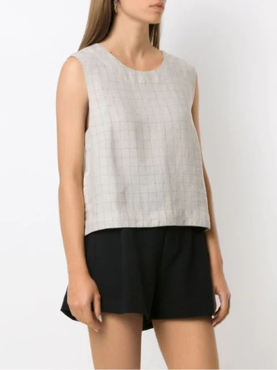 Shop Osklen Sand Grid Linen Tank In Grey