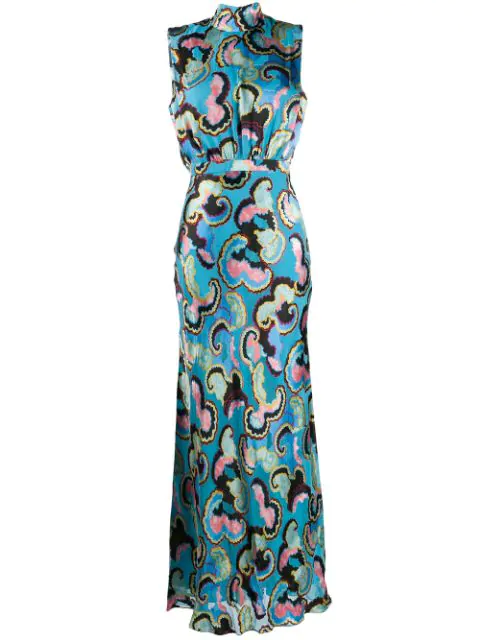 Saloni Dolce Vita Floral Dress In Blue | ModeSens