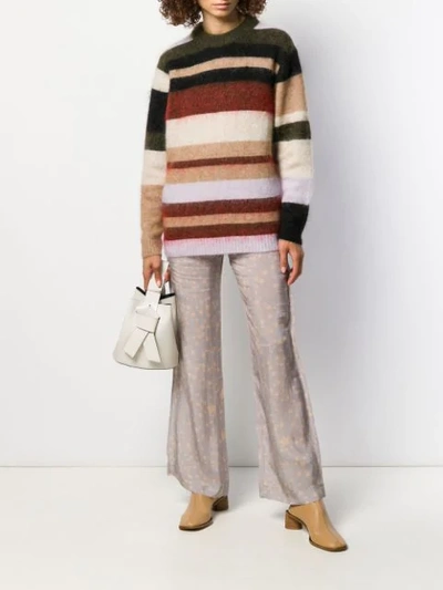 Shop Acne Studios Fluffy Stripes Sweater In Green