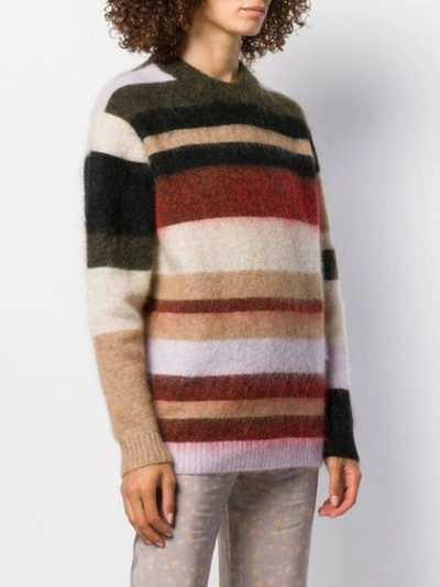 Shop Acne Studios Fluffy Stripes Sweater In Green
