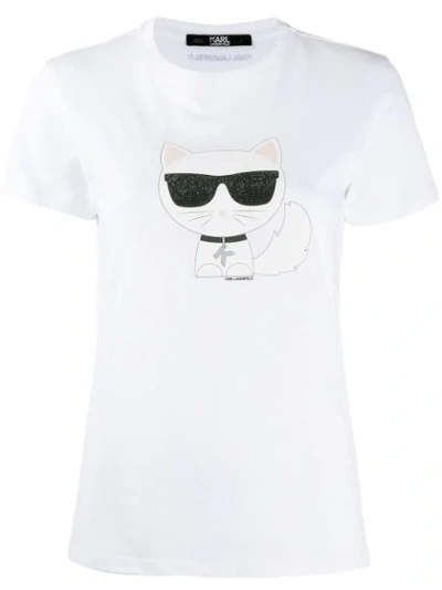 Shop Karl Lagerfeld K/ikonik Choupette T-shirt In White
