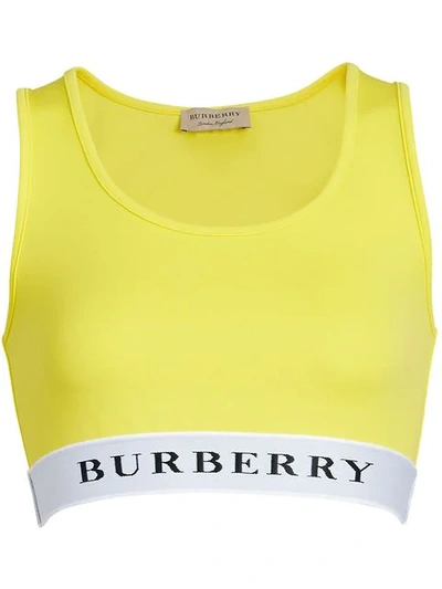 Shop Burberry Logo Stretch Jersey Bra Top In Yellow