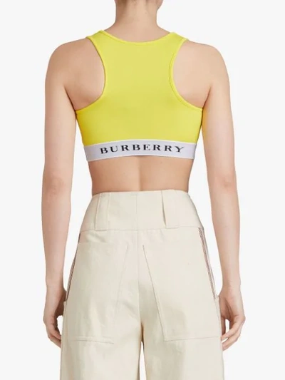 Shop Burberry Logo Stretch Jersey Bra Top In Yellow