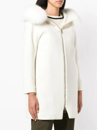 Shop Herno Zipped Coat - White