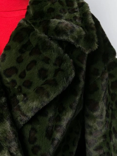 Shop Apparis Oversized Leopard Print Coat In Green