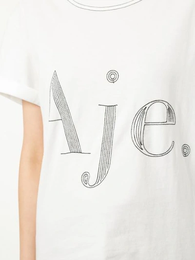 Shop Aje Contrast Stitched Logo T-shirt - White