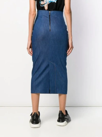 Shop No Ka'oi Pencil Midi Skirt In Blue