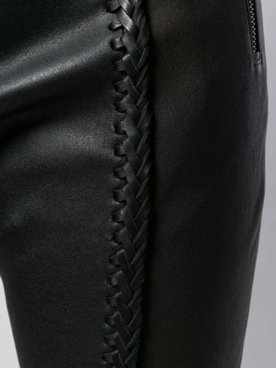 HAIDER ACKERMANN WOVEN-DETAIL LEATHER TROUSERS - 黑色