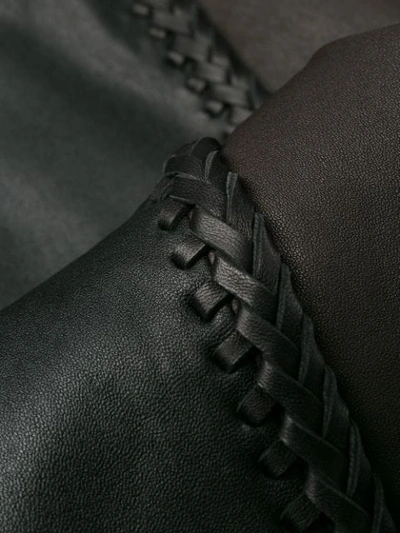 HAIDER ACKERMANN WOVEN-DETAIL LEATHER TROUSERS - 黑色