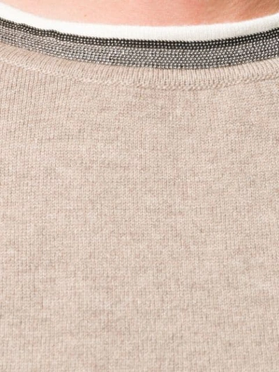 Shop Brunello Cucinelli Bead Trim Jumper In Neutrals