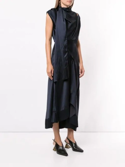 Shop Acler Dalisay Draped Midi Dress In Midnight