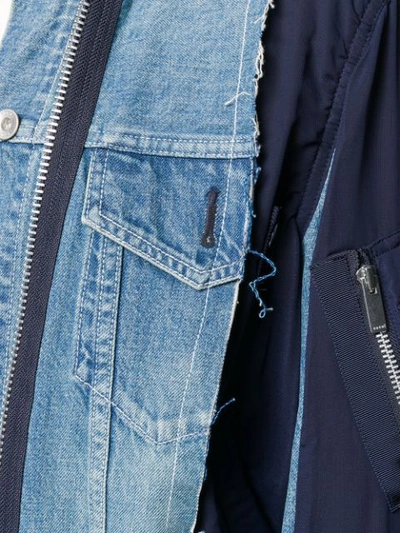 Shop Sacai Deconstructed Zip Denim Jacket In Blue