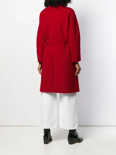 Shop P.a.r.o.s.h Belted Midi Coat In Red