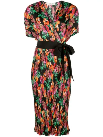 Shop Diane Von Furstenberg Floral Print Wrap Dress In Multicolour