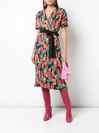 Shop Diane Von Furstenberg Floral Print Wrap Dress In Multicolour