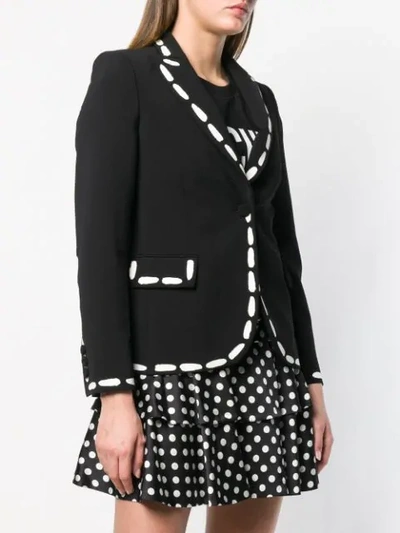 Shop Moschino Print Detailed Fitted Blazer In Black