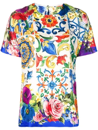 Shop Dolce & Gabbana Majolica Print Top In Multicolour