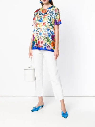 Shop Dolce & Gabbana Majolica Print Top In Multicolour