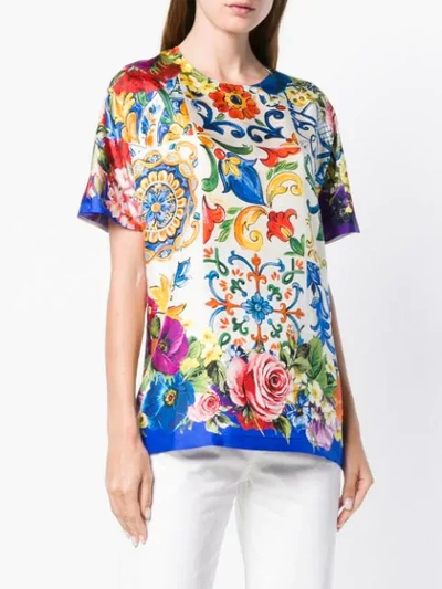 Shop Dolce & Gabbana Majolica Print Top In Multicolour