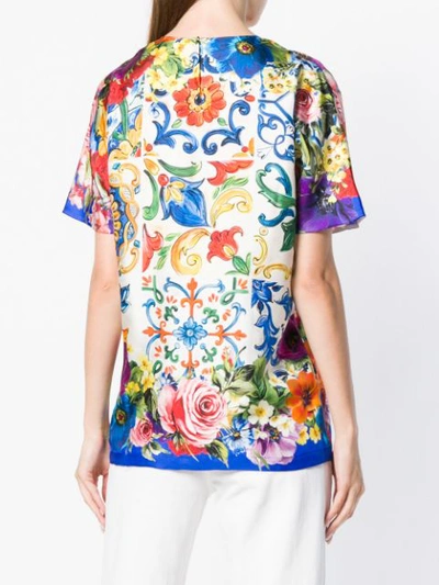 Shop Dolce & Gabbana Majolica Print Top In Multicolour
