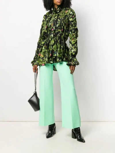 Shop Preen By Thornton Bregazzi Asymmetric Ruffled Blouse In Green