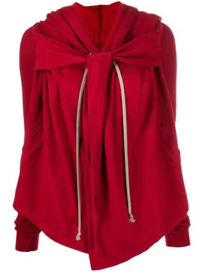 Shop Rick Owens Drkshdw Draped Hooded Sweatshirt In Red